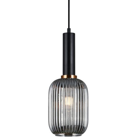 Italux Antiola - Luminaire suspendu moderne noir à 1 lumière avec verre, abat-jour fumé, E27 (1/2)