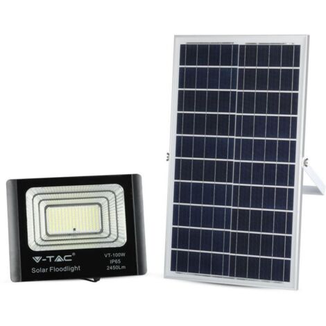 V-TAC Solar Floodlight - IP65 Waterproof - Black - 35W - 2450 Lumens - 6000K