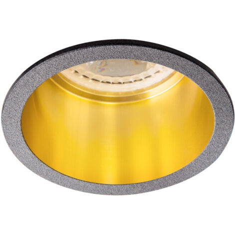 Kanlux – Spot encastrable rond 68mm – Aluminium noir/or – 10W – Compatible GU10/MR16 – Installation facile pour plafonds standards