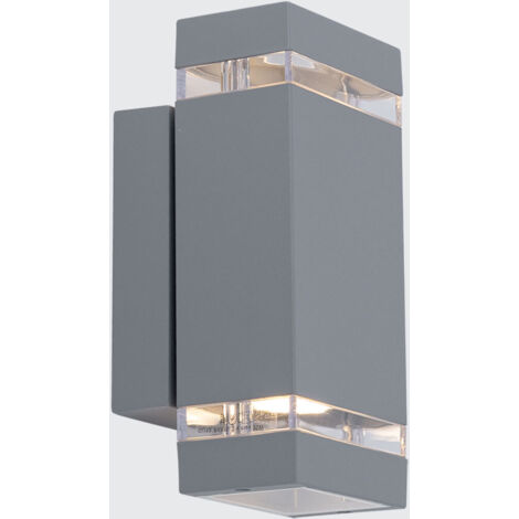 Applique murale extérieure - Aluminium gris - IP44 - Double faisceau - 235mm