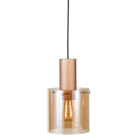 Italux Javier - Suspension moderne en bronze antique, noir 1 lumière avec abat-jour en verre, E27 (1/4)