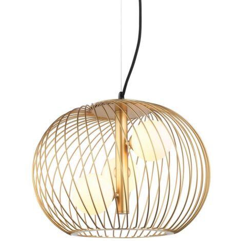 Italux Clarisa - Pendentif suspendu moderne doré à 3 lumières avec or, abat-jour blanc, G9 (1/2)