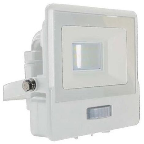 V-TAC VT-118S projecteur LED 10W chip samsung smd avec sensor PIR blanc froid 6500K slim blanc Boîte de jonction intégrée IP65 - SKU 20270 (1/5)