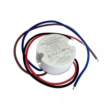 Transformateur LED encastrable ⌀60 15W 12V – Étanche IP67 pour chantiers humides – Courant 1,25A – Tension d'entrée 100-240V AC – Eco-Light