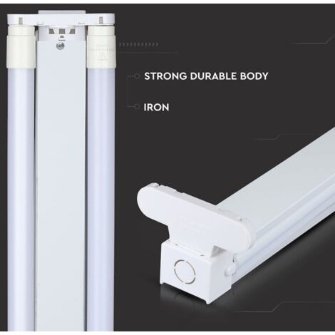 V-Tac – Plafonnier double pour 2 tubes LED T8 120 cm – Fer IP20 – Profilé pour tube LED – Éclairage intérieur