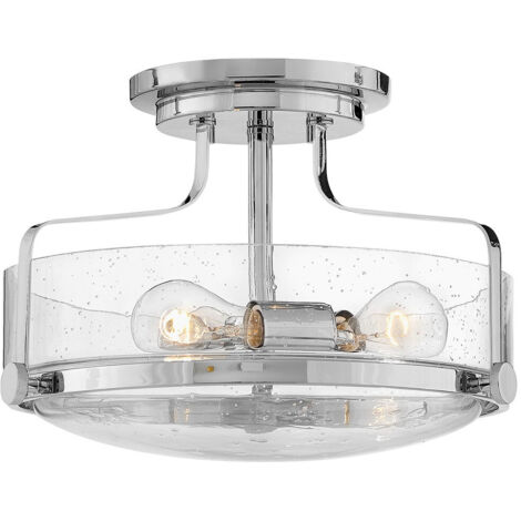 Plafonnier lampe salon lumière verre acier chrome rétro D 36.6cm 3 flammes (1/5)