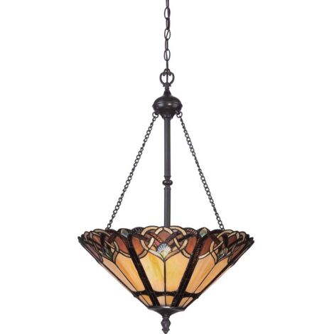 Elstead Cambridge - Luminaire suspendu Tiffany à 3 ampoules au fini bronze, E27 (1/4)