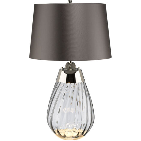 Lampe table verre fumé abat-jour gris 60cm Elstead (1/3)