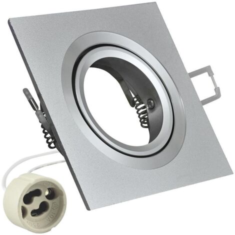 Spot encastré carré alu argent sablé GU10 orientable (1/3)