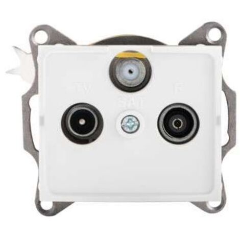 Prise terminale SAT-TV-R - 3 sorties - Encastrée - ABS blanc (1/4)