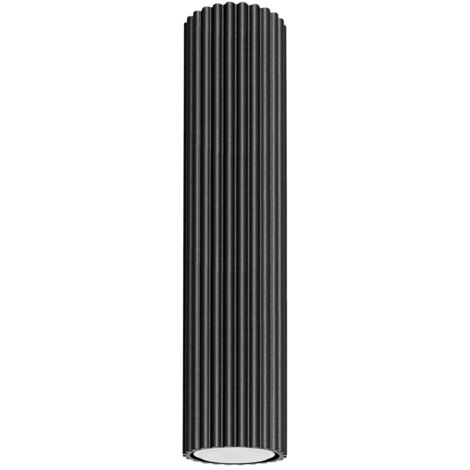 Spot plafond moderne noir tube strié 30 cm GU10 Sollux
