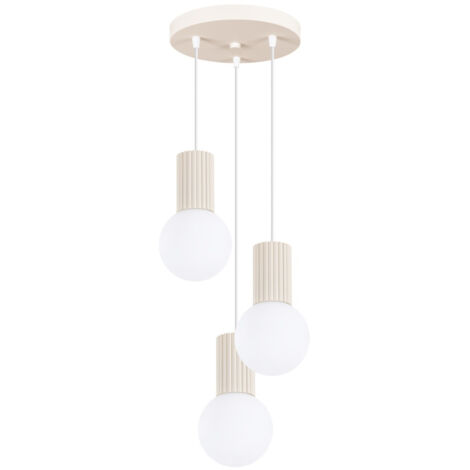 Suspension ronde moderne 3 globes beige/blanc G9 Sollux (1/5)