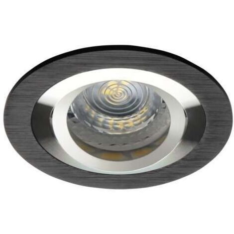 Kanlux – Support de spot encastrable rond orientable – Aluminium gris foncé – Compatible ampoules GU10 et MR16 – IP20 – Puissance 50W – Diamètre de perçage 74mm