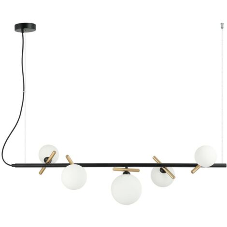 Suspension moderne Reverso Italux noir-or 5 globes blancs G9 (1/2)