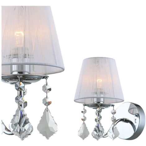 Italux Cornelia - Applique murale chrome, blanc 1 lumière avec blanc, abat-jour en tissu, E14