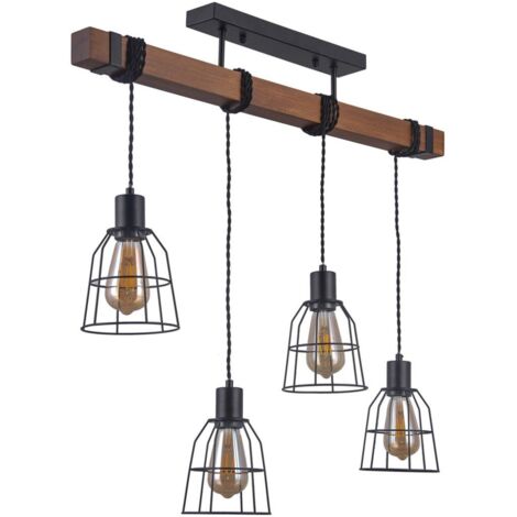 Italux Roadstead - Suspension Industrielle Et Rétro Noir Mat 4 Lumières, E27 (1/3)