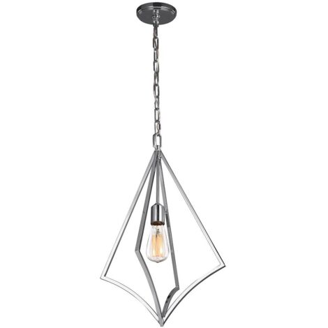 Lampe suspension plafonnier suspension acier chrome D 35,3 cm lampe salle à manger (1/2)