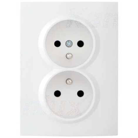 Kanlux – Double prise murale française 2 sorties – Sécurité enfant – Indice de protection IP20 – Montage encastré – Couleur blanche (1/3)