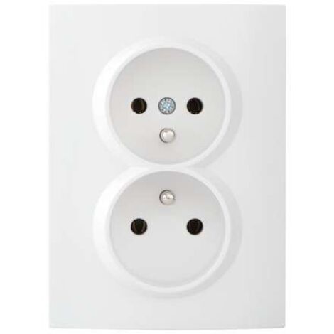Kanlux – Double prise murale encastrée 2 sorties 16A – Indice de protection IP20 – Connecteur à vis pour installation facile – Blanc (1/3)