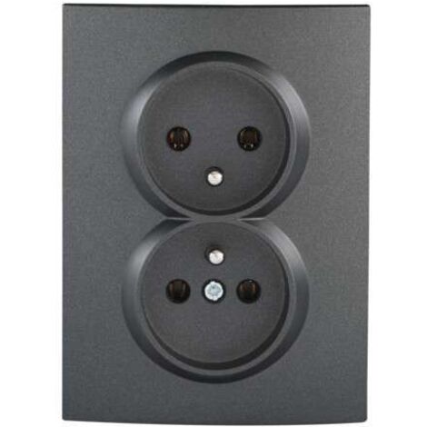 Kanlux – Prise murale double encastrée 16A – 2 sorties – Graphite – Connecteur à vis – Indice de protection IP20 – Pour installation standard