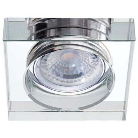 Kanlux – Plafonnier encastré carré 90x90mm – Verre argent – Compatible ampoules Gx5.3 jusqu'à 10W – Installation facile – IP20