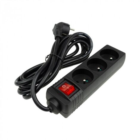 Multiprise à 3 prises 2P+T 300cm avec interrupteur noir Eco Light (1/3)