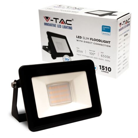 V-TAC Projecteur LED Chip Samsung 20W Couleur Noir 6500K IP65 (1/5)