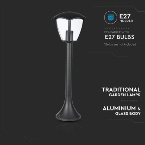 Borne de jardin 60 cm IP44 noire E27 V-TAC VT-736 alu (1/5)