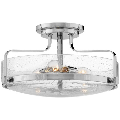 Plafonnier lampe salon lampe verre acier chrome D 45,6 cm 3 flammes (1/5)