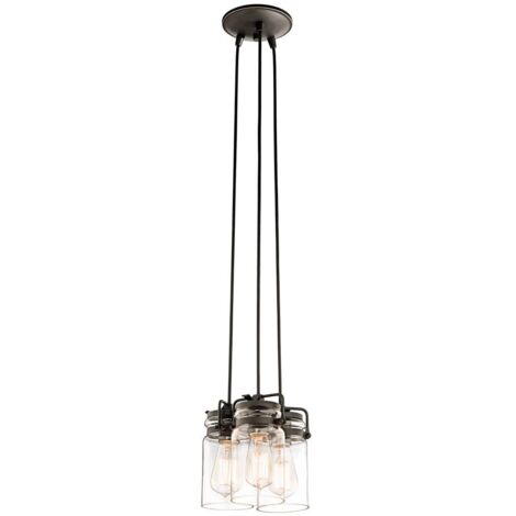 Lampe suspension plafonnier lampe suspension acier verre bronze D 21.6cm lampe salle à manger (1/5)