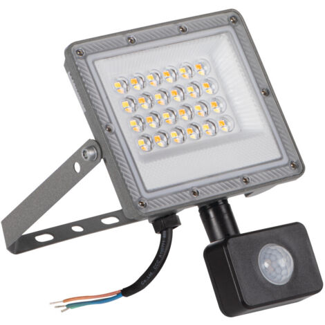 Projecteur LED 20W - Détecteur PIR - CCT 3 températures - IP44 - Gris (1/5)