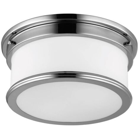 Plafonnier Feiss Payne 2xE27 32cm chrome verre opale (1/5)