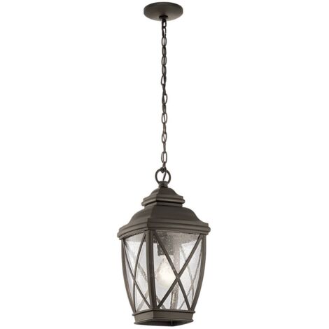 Lanterne guirlande lumineuse d'extérieur suspension verre coulé ALU D 19,1 cm bronze 1x E27 (1/5)