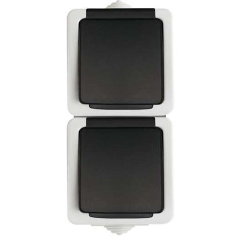 Kanlux – Double prise murale 2P+T verticale IP54 – Protection enfants – Résistante à la poussière et projections d'eau – Connecteur à vis