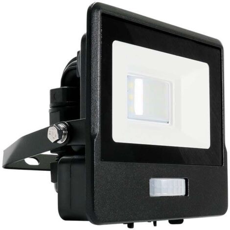V-TAC VT-118S projecteur LED 10W chip samsung smd avec sensor PIR blanc chaud 3000K slim noir Boîte de jonction intégrée IP65 - SKU 20256 (1/5)