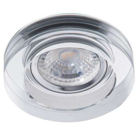 Kanlux – Plafonnier encastré verre argent Ø90mm – Compatible ampoules MR16 max 10W – Installation facile dans ouvertures standards Ø65-70mm