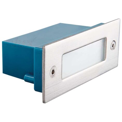 Kanlux – Applique LED encastrable IP54 – Chrome mat – 100 lumens – 110x44mm – Pour balisage extérieur – Boîte de montage incluse
