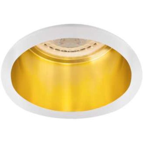 Kanlux – Support de spot encastrable rond blanc-or – Aluminium IP20 – Diamètre 68mm – Profondeur 50mm – Compatible GU10/MR16 – 12V AC 35W