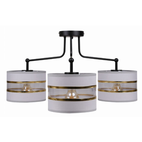 Suspension Candellux ANDY 3xE27 noir/or métal verre (1/4)