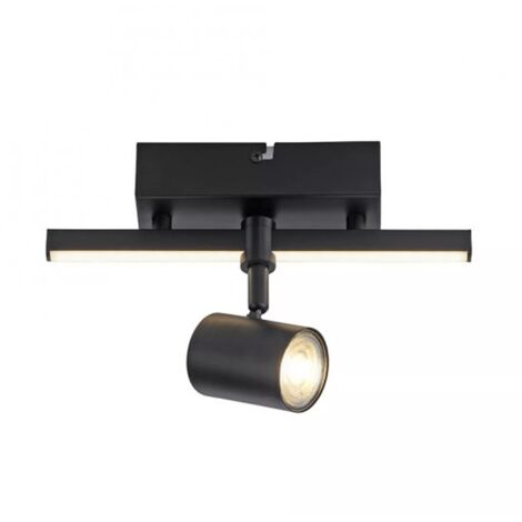 Réglette LED Barik Paul-Neuhaus noire 2 spots GU10 8W (1/4)