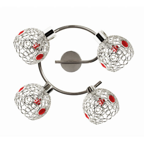 Plafonnier Candellux Aron 4xG9 chrome rouge 44cm IP20 (1/2)