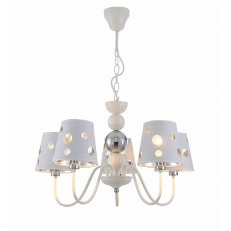 Suspension Candellux Batley 5xE14 blanc/argent Ø58 cm (1/2)