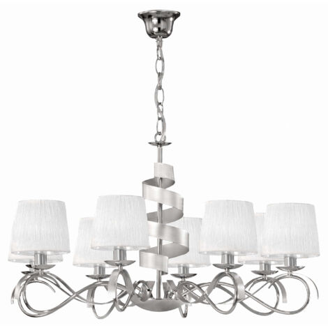 Lustre Candellux Denis chromé 8xE14 abat-jour blanc (1/2)