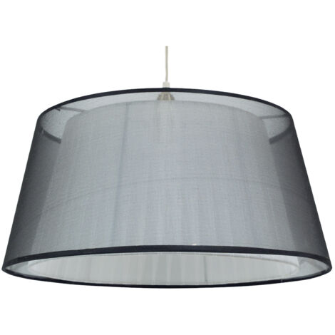 Suspension Candellux Charlie Ø45 noir/blanc organza E27 (1/2)