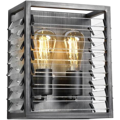 Louvre de lampe murale E27 40W Steel, verre Industriel, peint l: 14,9 cm b: 24,7 cm Ø24,7 cm (1/5)