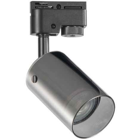 Spot rail 1 circuit noir GU10 10W verre fumé Polux (1/4)