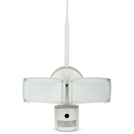 V-Tac VT-4818 Projecteur 18W avec caméra wifi et capteur PIR blanc froid 6400K corps blanc IP44 - SKU 5745