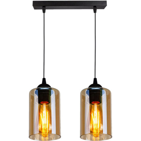 Suspension Candellux Bistro 2xE27 noir ambre 100cm var. (1/2)