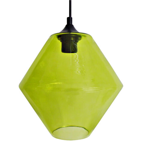 Suspension Candellux Bremen verre vert métal noir Ø23 E27 (1/3)