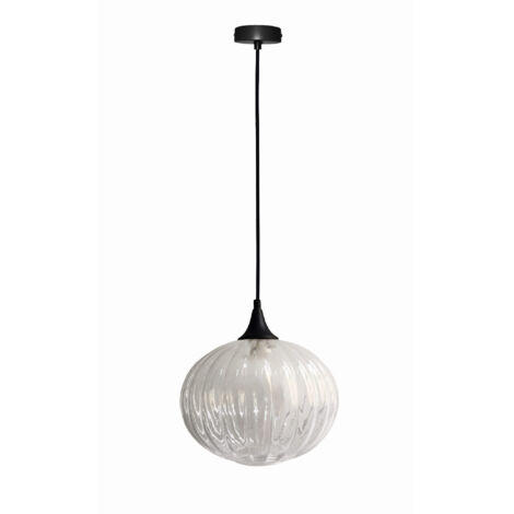 Suspension Candellux Exeter E27 Ø24 verre clair noir (1/2)